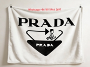 Prada Black and White Double Logo Flannel Throw Blanket IMG_2732